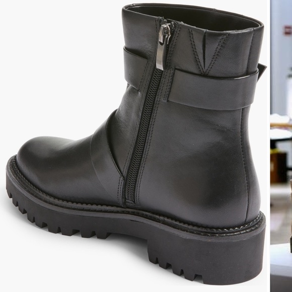 NWOT NORDSTROM Black Macombs Water Resistant Leather MOTO Boots size 7 - Picture 3 of 12